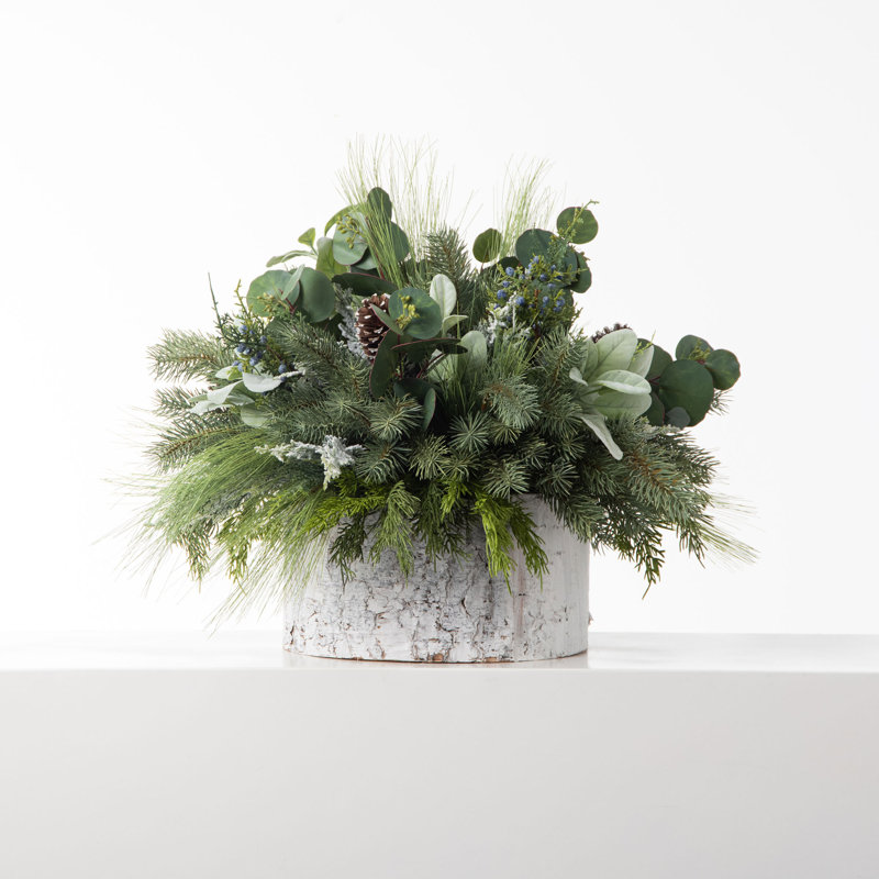 Fresh Mixed Greenery Festive Hanging Basket