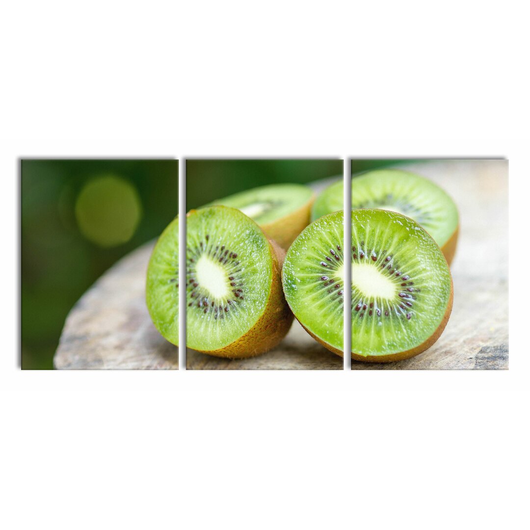 3-tlg. Leinwandbilder-Set Delicious Sliced Kiwis