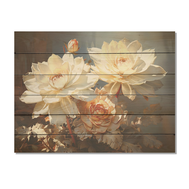 Succulent Farmhouse Still Life - Succulent Wood Art On Natural Pine Wood, 30" H x 40" W