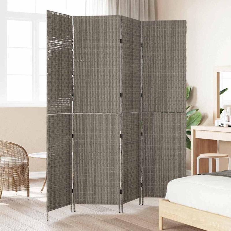 4 - Panel Folding Room Divider, Grey, 180cm H x 195cm W x 0.16cm D