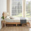 Structure de lit en rotin avec tête de lit en rotin naturel, cadre de lit bohémien avec lumières DEL, lattes silencieuses, matelas, aucun sommier nécessaire-1727291565-1727291566