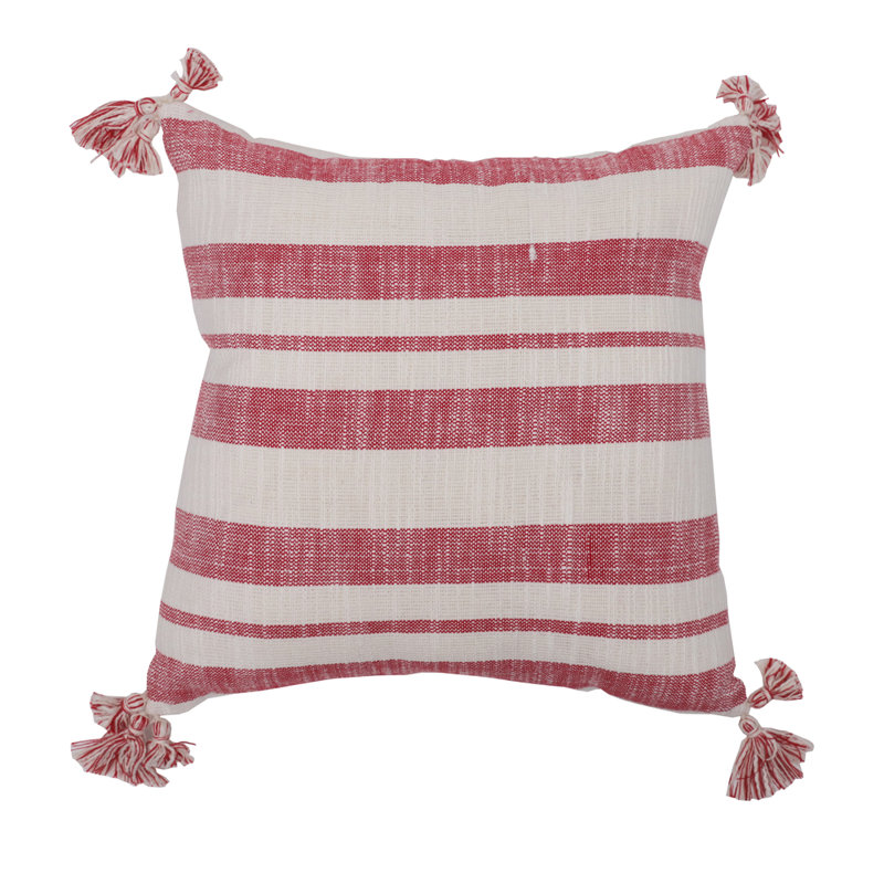 Coussin décoratif à rayures Vickerman Red Stripe Cotton Collection