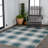 Sabine Traditional Farmhouse Bold Gingham Turquoise/Cream Indoor/Outdoor Rug-521418606