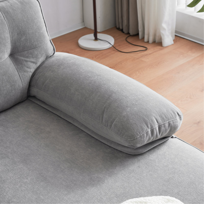 Canapés modulaires modernes de 83 po en L en velours pour salon, chambre à coucher, gris clair