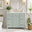 Meuble-lavabo 36 po avec lavabo en céramique, cadre en bois massif vert, portes à fermeture douce, tablettes réglables, 3 tiroirs, y compris un tiroir à double profondeur pour le rangement du sèche-cheveux-518526660