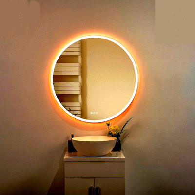 32 In. Round Acrylic Framed Dimmable Anti-Fog LED Bathroom Vanity Mirror