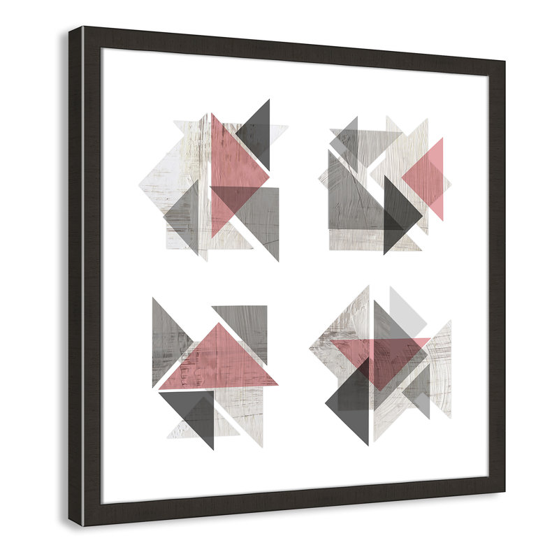 Oliviyah Boho Geometrics Blush Gray - cadre photo, impression sur papier, Espresso foncé, H 24 po x l 24 po x P 2 po