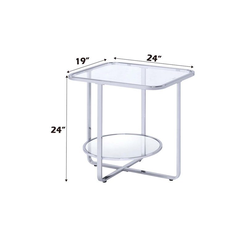 Table de bout Hollo, finition verre et chrome