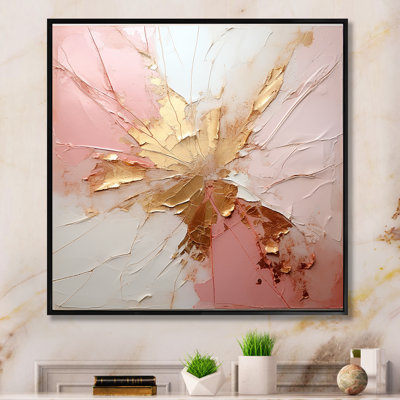 Gold And Pink Paint Fusion - Abstract Painting Framed Prints