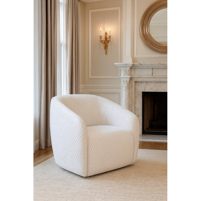 Modern White Swivel Accent Chair