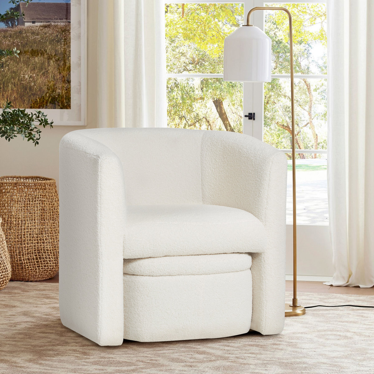 Braedin Upholstered Accent Chair & Storable Ottoman, No Assembly Required