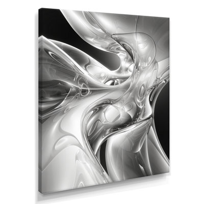 Grey Black Abstract Steel Serenade I - Abstract Print Wall Art Living Room