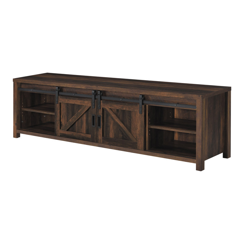 Francine TV Stand for TVs up to 85", 24" H x 78.35" W x 15.9" D, Dark Pine/Black