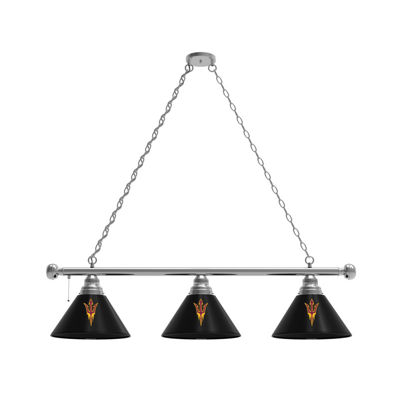 3 - Light Pool Table Lights Pendant, Chrome, Arizona State Sun Devils with Pitchfork logo