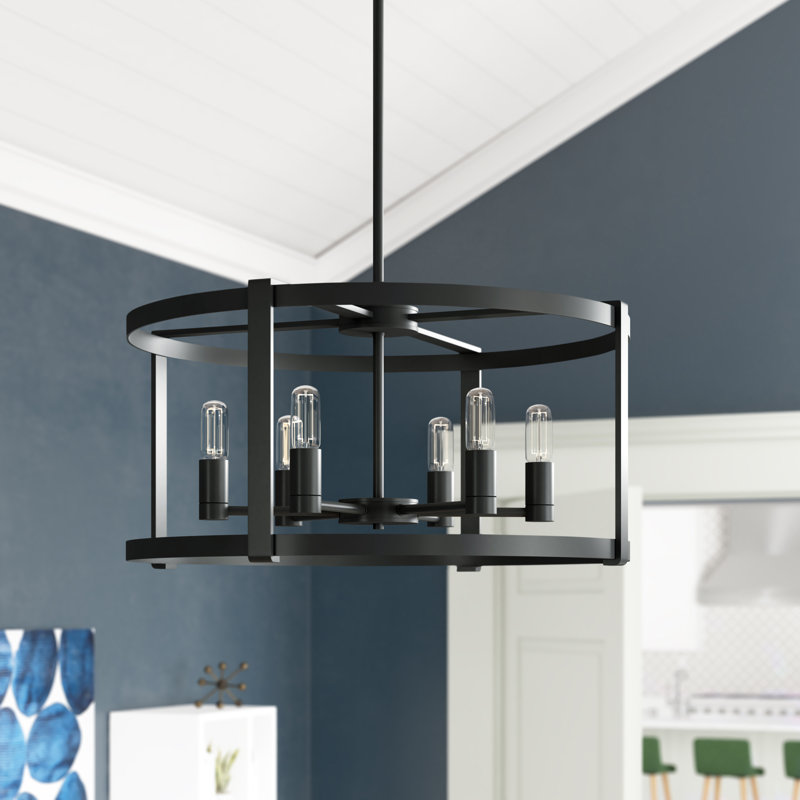 Astwood 6 - Light Dimmable Drum Chandelier, Matte Black