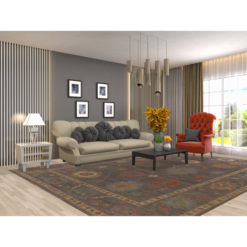 Tapis gris All-Over Oushak 9 x 12