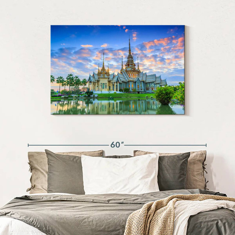 Adella, coucher de soleil au temple Mahawiharn, H 30 po x l 45 po