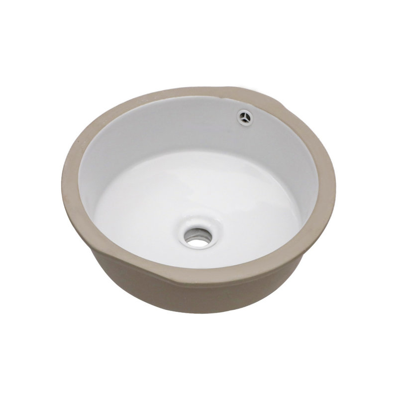 Ceramic Round Undermount Bathroom Sink With Overflow