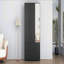 Armoire 4 portes avec miroir, armoire à DEL avec portes et 2 tiroirs, armoire de rangement en bois avec tringle, tablettes réglables-1503190663