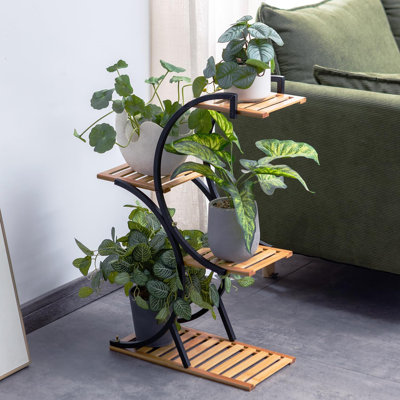 Support pour plante en bambou à 4 niveaux