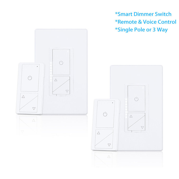 Smart Dimmer Wall Switch, Remote&APP&Voice Control, No Hub Required, Single Pole or 3 Way