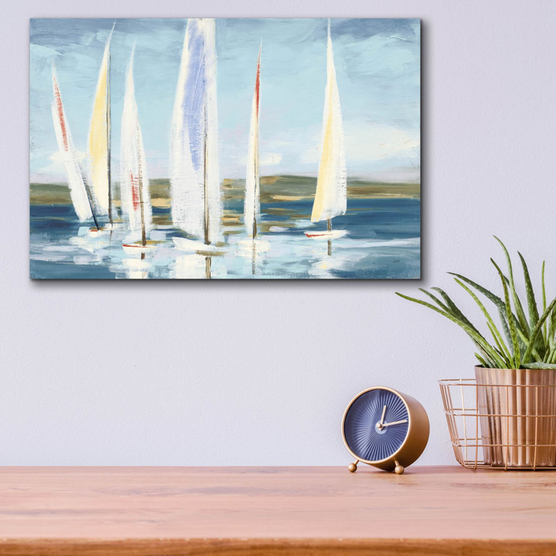 «Horizon Blue» par Julia Purinton, art mural en verre acrylique, H 12 po x l 16 po x P 0,13 po