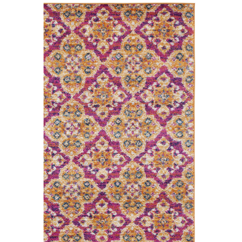 Christa Southwestern Pink/Gold Area Rug, Runner 2'3" x 8'