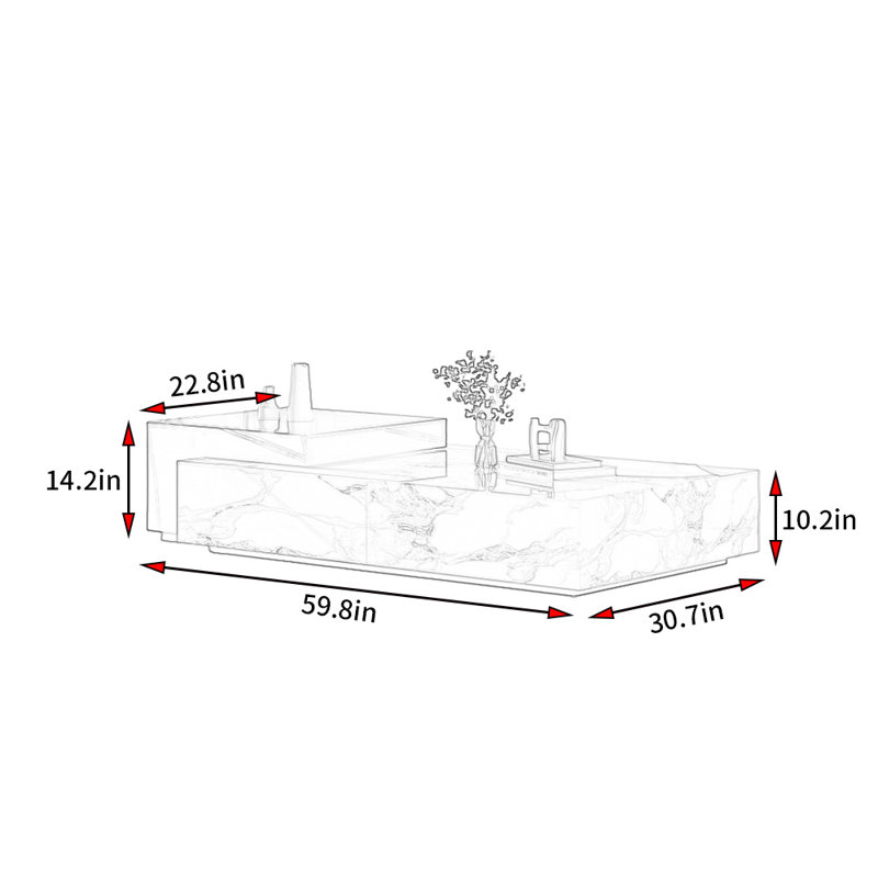 Table basse Italian Light Luxury, Blanc / Gris / Noir