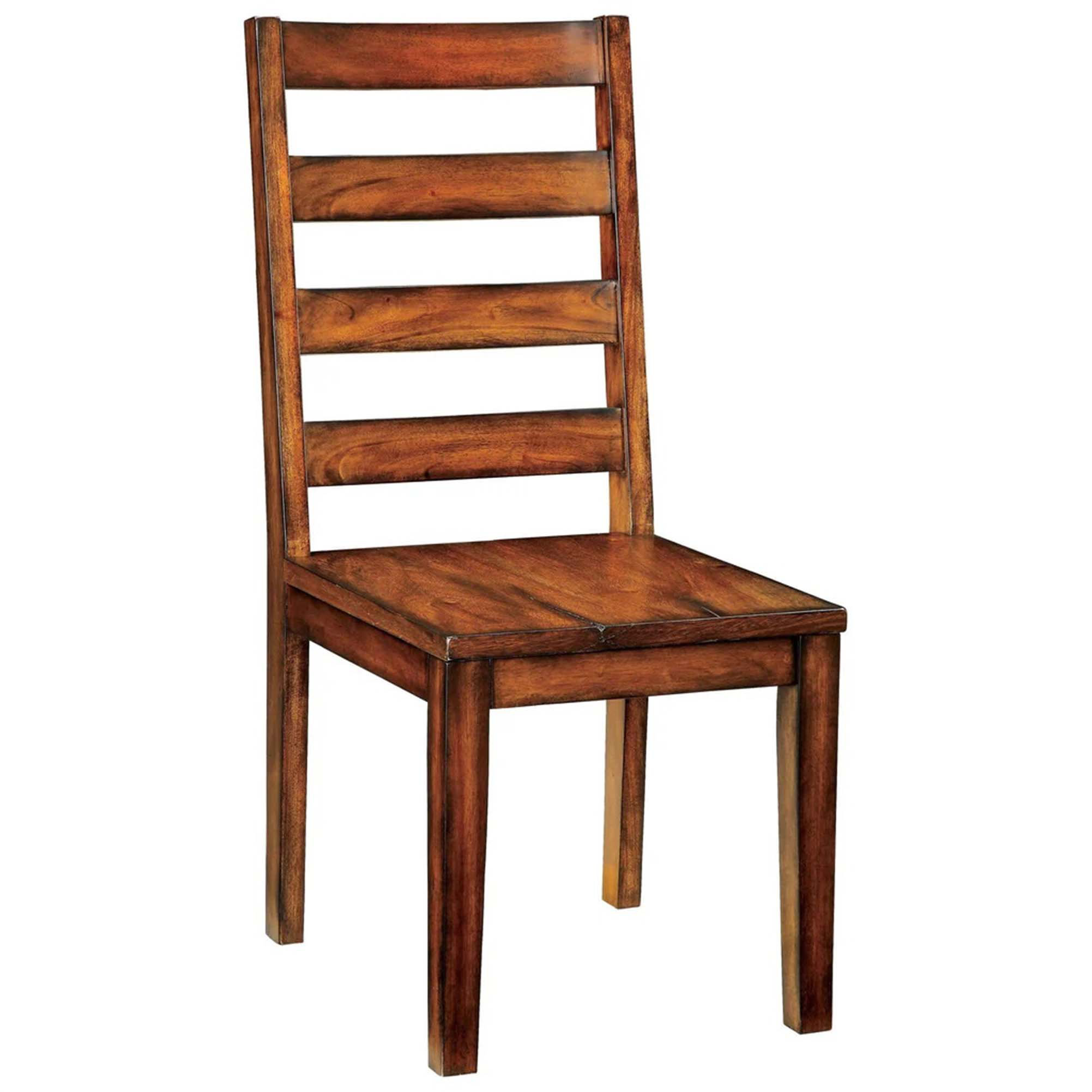 Loon Peak® Tobacco Oak Finish Solid Wood Industrial Style Kitchen Set Of 2 Dining Chairs Ladder