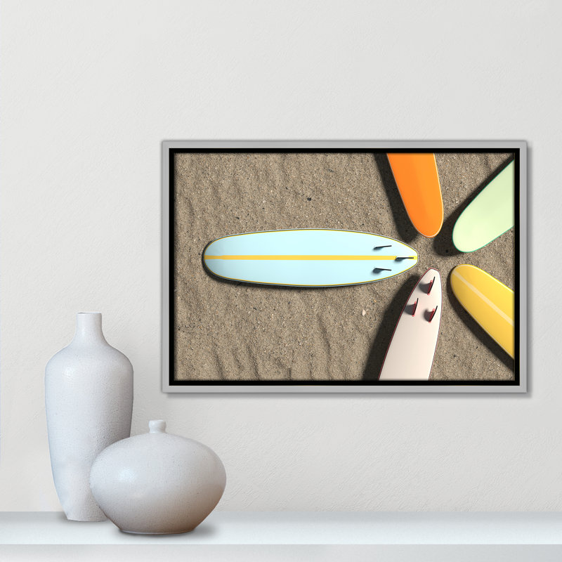 " Surf Circle " by Alexander Mils, No Mat, Silver Floater Frame, 13.5" H x 19.5" W x 2" D