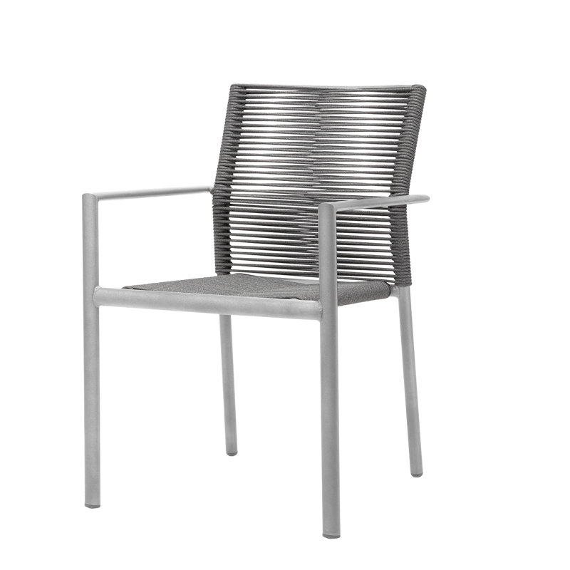 Avalon Metal Outdoor Stackable Dining Armchair, Charcoal