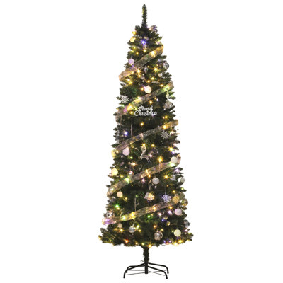 Sapin de Noël artificiel mince 7,5 pi avec 2 couleurs claires