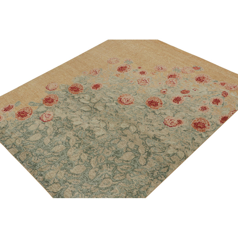 Rug & Kilim’S Distressed Transitional Rug In Polychromatic Floral Patterns, Rectangle 5' x 8'