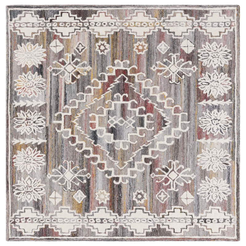 Metro Hand Tufted Wool And Cotton With Latex Southwestern Rug, Square 6'