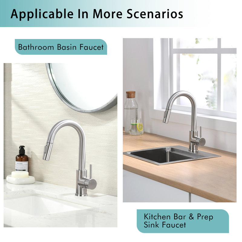 Brushed Nickel Single Handle Pull Down Kitchen Faucet