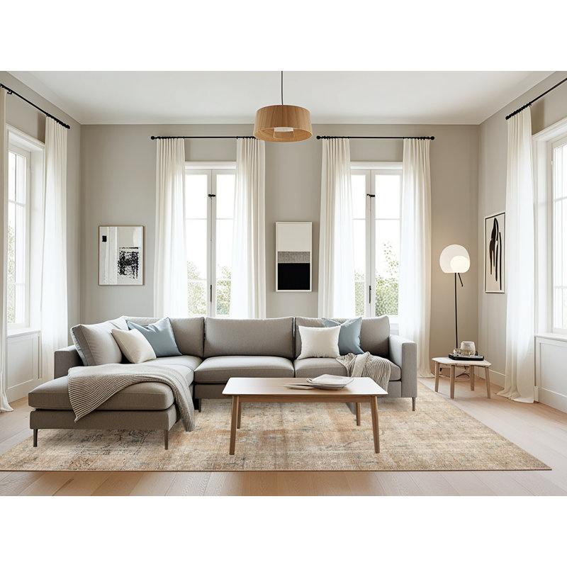 Beige en laine oriental/rose clair Tapis décoratif, Rectangle 8 pi x 10 pi