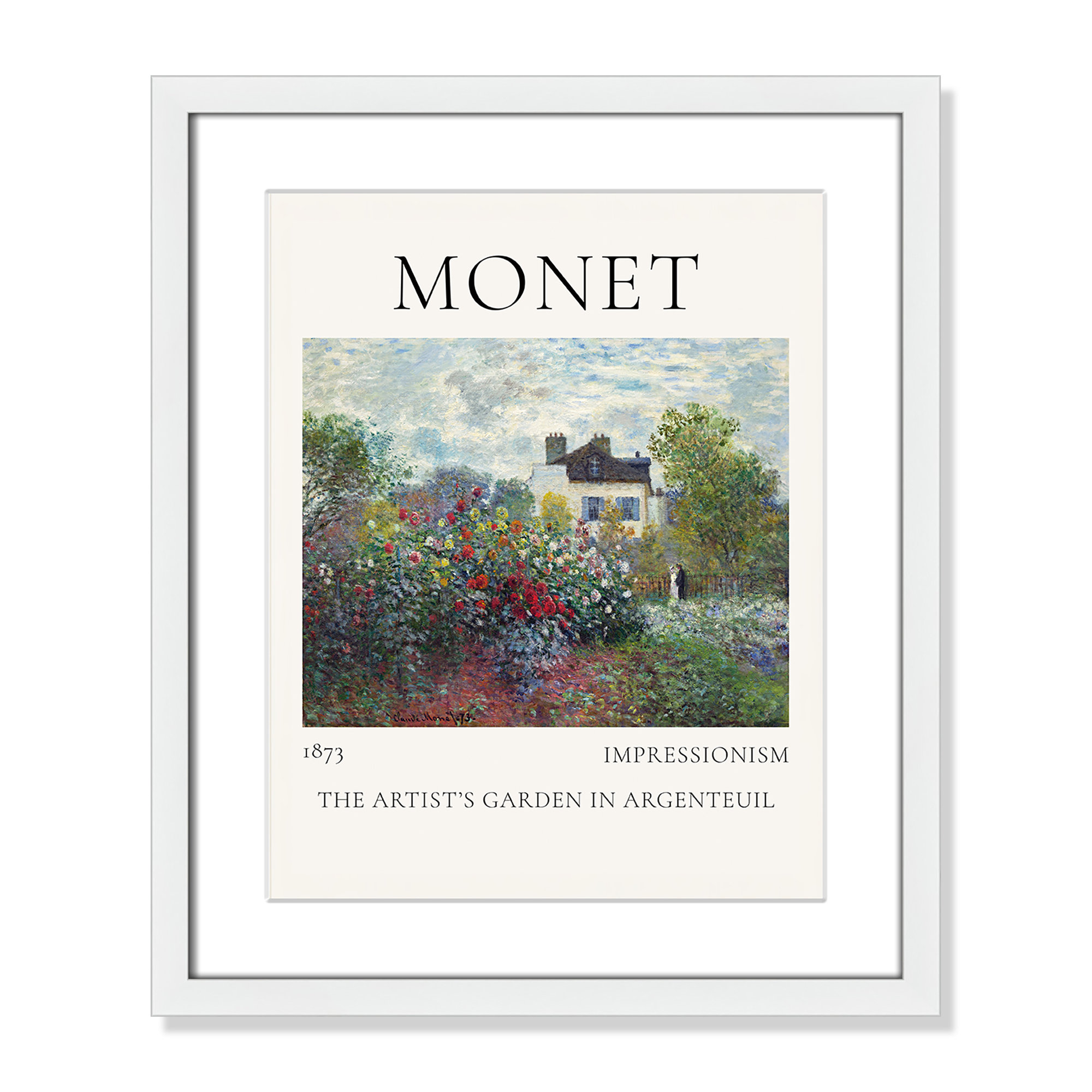 Artists Garden in Argenteuil Print by Claude Monet, Yes, 19" H x 16" W x 1.25" D, White Single Picture Frame