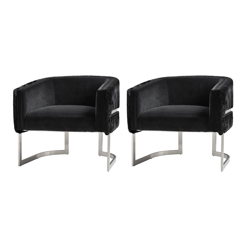 Rosetta Glam Armchair With Metal Legs, Black
