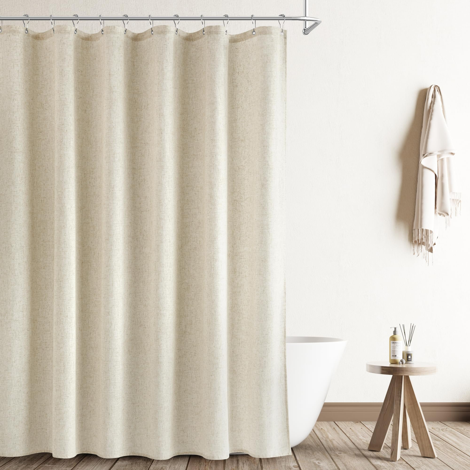 Latitude Run® Natural Shower Curtain, Neutral Cloth Plus Heavily
