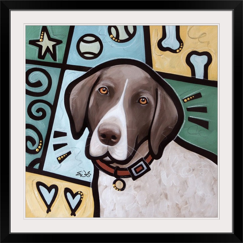 «German Shorthaired Pointer Pop Art» par Dunadry, impression, Cadre noir, H 20" x l 20" x P 1"