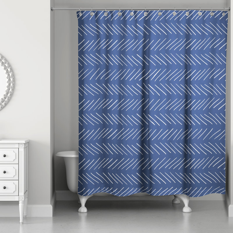 Geometric Shower Curtain, Navy
