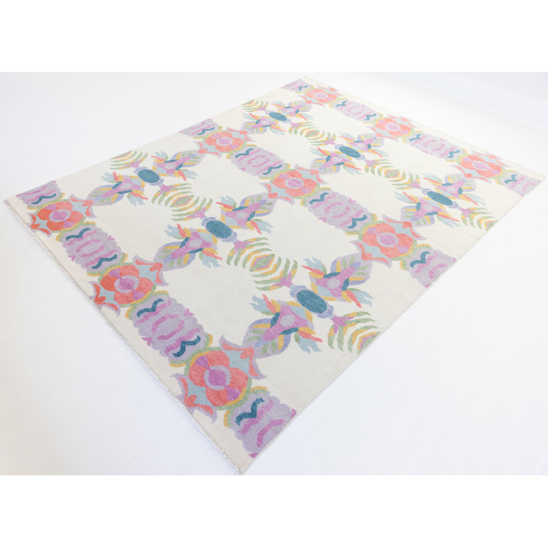 Evie White Modern Oushak Rug, Rectangle 5' x 7'