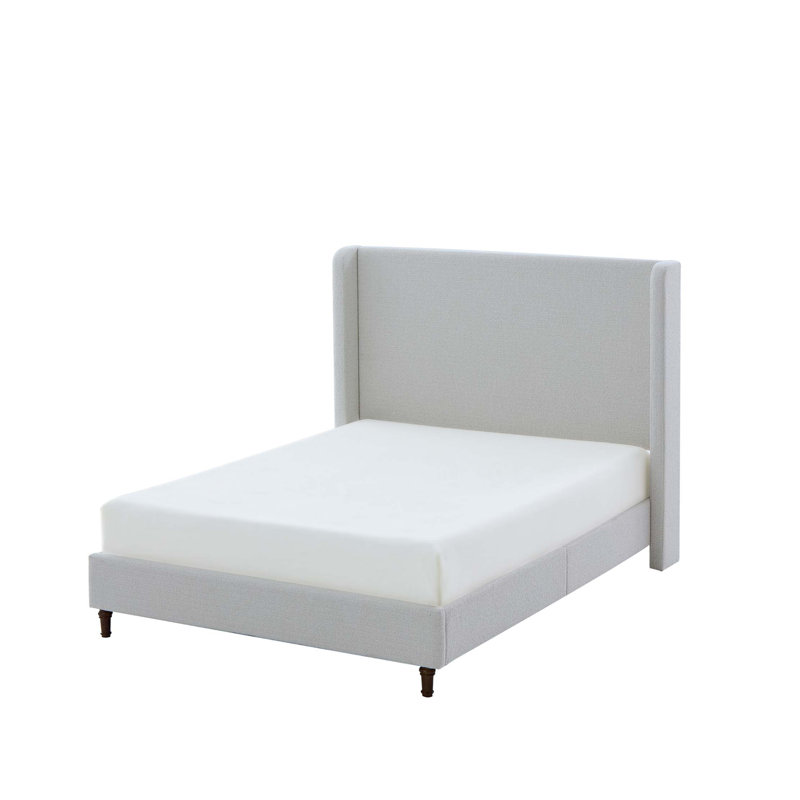 Grand lit tapissier Harper, Bouclé blanc crème, Très grand lit