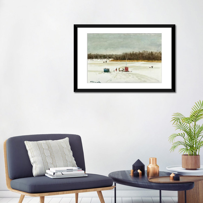 Ice Fishing Morning by Ernest Chiriacka - Wrapped Canvas Gallery-Wrapped Canvas Giclée, Black Framed Fine Art Paper, White