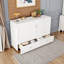 Grand lit escamotable mural avec prises intégrées, ports USB et tiroirs de rangement | Poulie peu encombrante | Blanc-1003278515