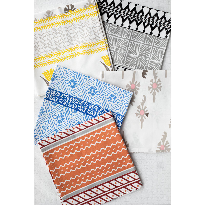 Serviette Bohemian Linens, Gris/noir