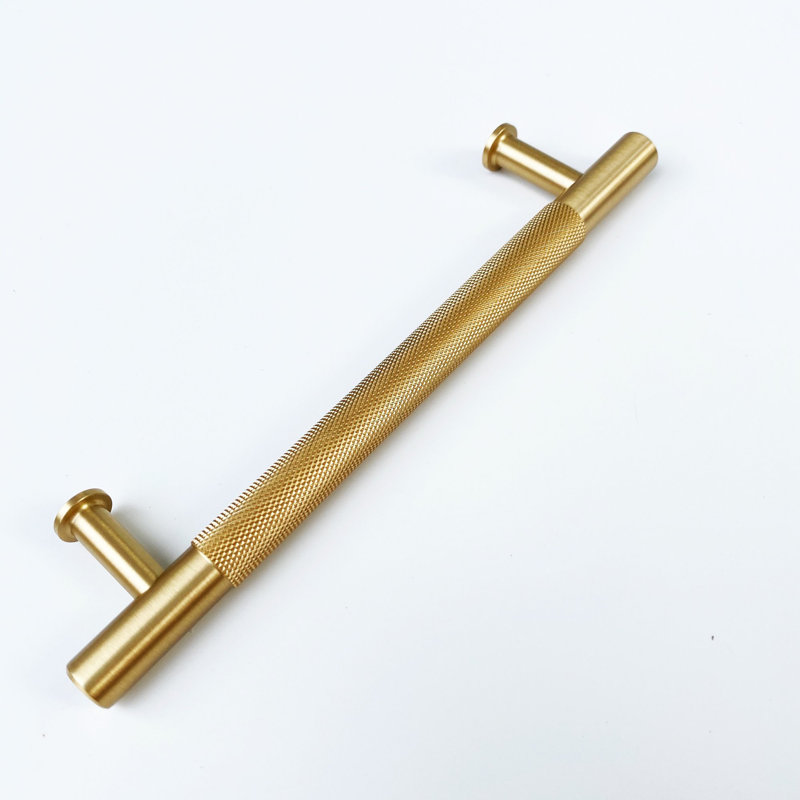 Knurled Appliance Handle in Satin Brass, 5"