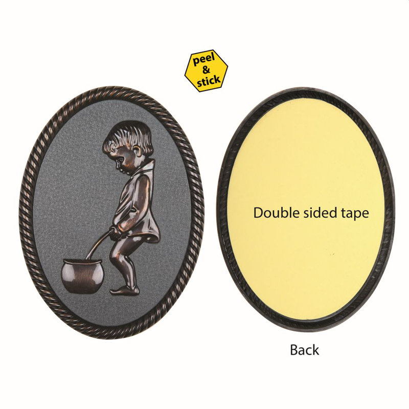 Decorative Restroom Signs, 0.2" H x 4.33" W x 5.91" D, Bronze