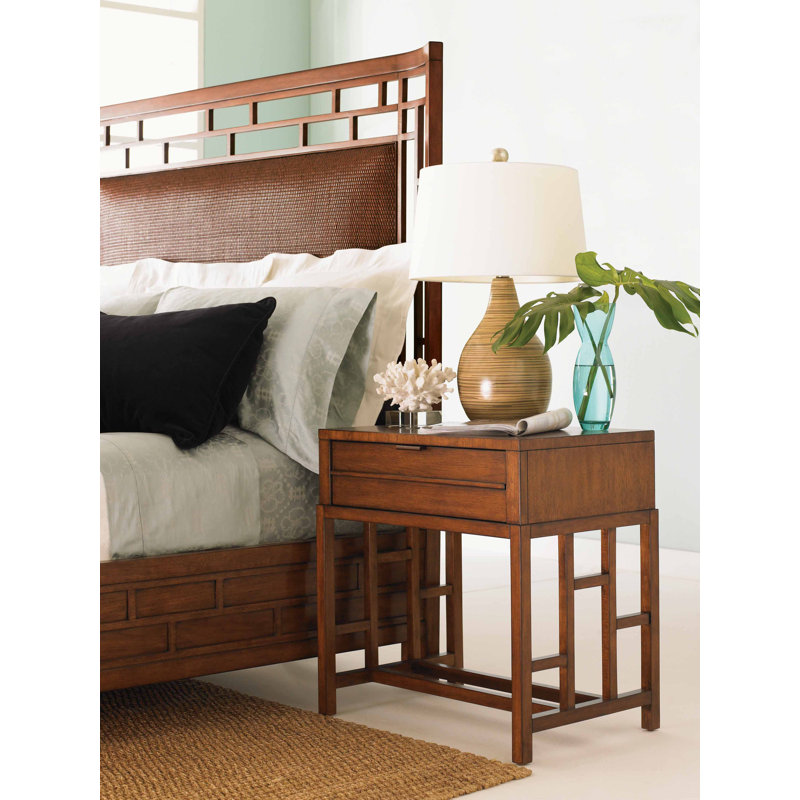Transitional Brown 28" Kaloa Single Drawer Nightstand