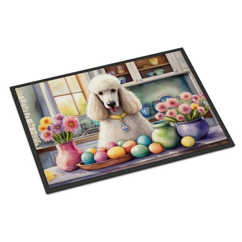 Decorating Easter White Poodle Doormat, 24" W x 36" L